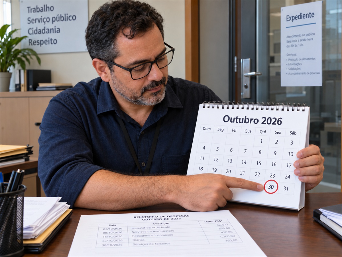Homem aponta para o dia 30 de outubro no calendário.