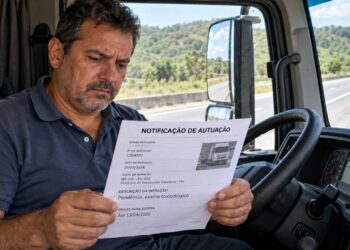 Motorista confere notificação por pendência de exame toxicológico.