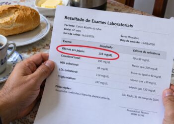 Resultado de glicemia mostra 110 mg/dL.