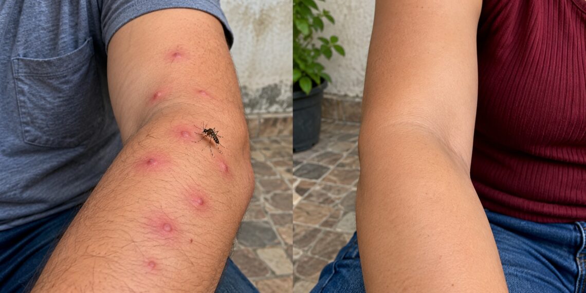 Picadas de mosquito no braço.