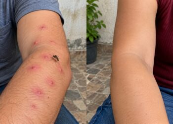 Picadas de mosquito no braço.